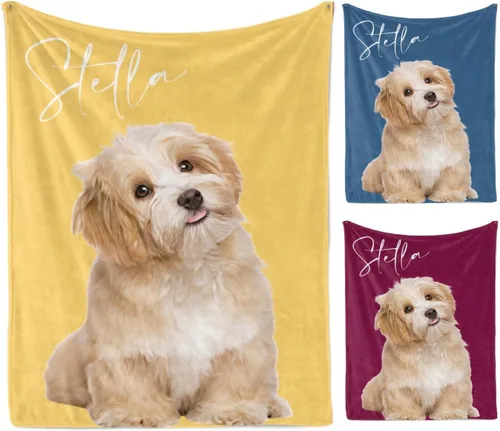 Vista 9 de Manta personalizada con cara de gato y nombre de forro polar suave, divertida manta de fotos de varios tamaños, mantas personalizadas para sofá