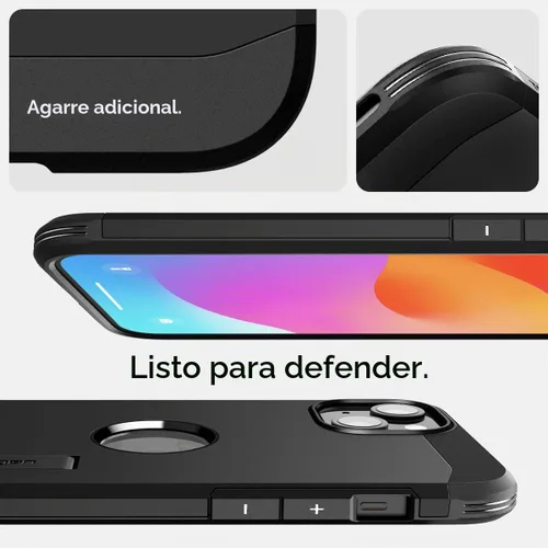 Vista 3 de Spigen Tough Armor MagFit Funda Diseñada para iPhone 15 (2023) [Soporte] [Protección de Grado Militar] Compatible con MagSafe - Negro