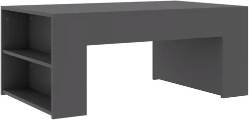 Vista 3 de Mesa de centro de madera de ingeniería gris, mesa rectangular de sala de estar con acabado mate, 39.4 x 23.6 pulgadas, mesa moderna de centro