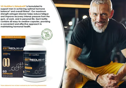 Vista 3 de VH Nutrition ESTREDUX HP Bloqueador de estrógeno para hombres* 1450 mg de soporte hormonal de máxima fuerza W/DIM, Tongkat Ali, Ashwagandha 60