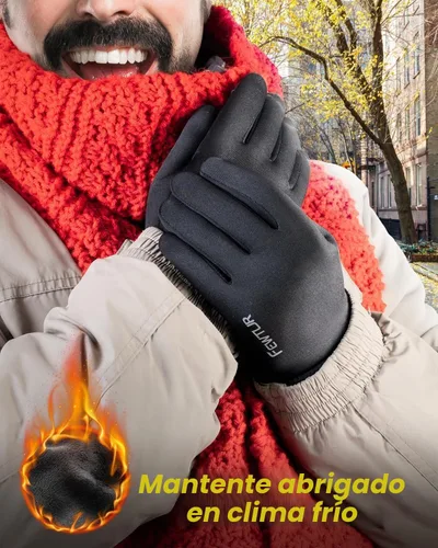 Vista 3 de FEWTUR Guantes de invierno para hombres y mujeres en clima frío - Guantes térmicos con dedos táctiles, guantes cálidos resistentes al agua para Negro