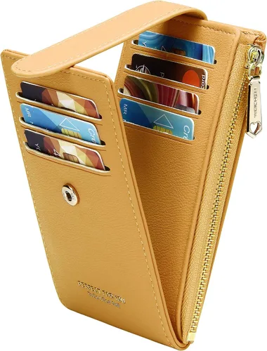 Vista 12 de Badiya Tarjetero para mujeres con RFID, carteras delgadas, plegables, tarjetero multifuncional, monedero