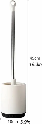 Vista 2 de Escobilla de inodoro para el hogar, cepillo de limpieza de inodoro de acero inoxidable, cepillo de mango largo para baño, 360°, sin ángulo muerto