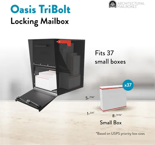 Vista 3 de Architectural Mailboxes Oasis TriBolt - Buzón de buzón con bloqueo de montaje, color negro, XL Galvanized steel build for outside with a