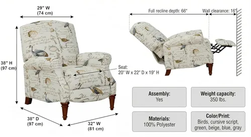 Vista 2 de Sunset Trading Accent - Reclinador reclinable, marfil/marrón/gris