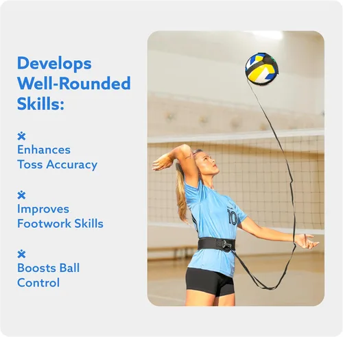 Vista 8 de Ayuda para equipo de entrenamiento de voleibol MOTOMY™ ‘VolleyPal’ – Entrenador de rebote en solitario para saque, picar, establecer y pasar; Equipo