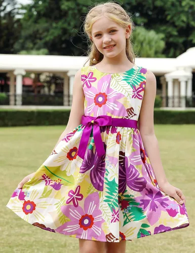 Vista 201 de Vestido de verano para niña, de algodón, con diseño floral