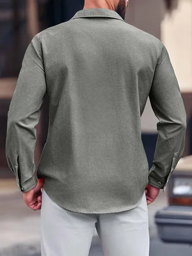 Vista 3 de Runcati Camisas de vestir ligeras y casuales de manga larga para hombre