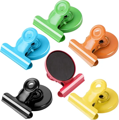 Vista 15 de VNDUEEY Paquete de 6 imanes para refrigerador, imanes para refrigerador, clips magnéticos negros, imanes para pizarra blanca, clips magnéticos