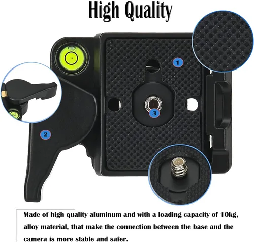 Vista 3 de 323 RC2 Adaptador de placa de liberación rápida, adaptador de conexión rápida con placa de liberación rápida compatible con monopie Manfrotto