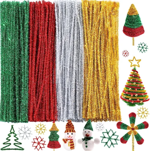 Vista 8 de 400 piezas de limpiapipas para Halloween, tallos de felpilla con purpurina, tallos de felpilla para arte creativo, decoración de Halloween, Acción