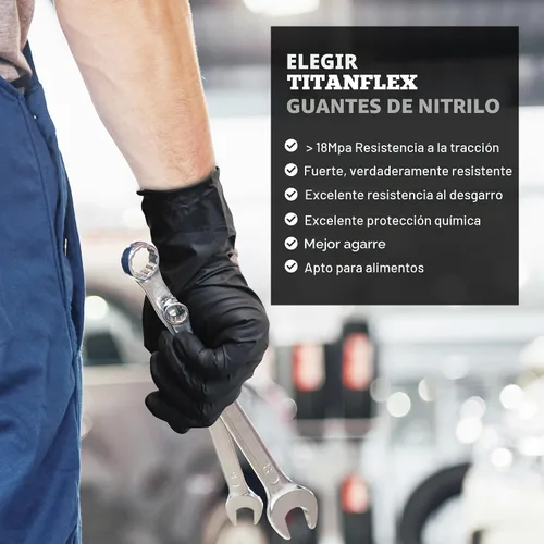 Vista 6 de TitanFlex Guantes desechables de nitrilo para examen, 6 mil, color negro, resistente, sin látex, aptos para alimentos para cocinar