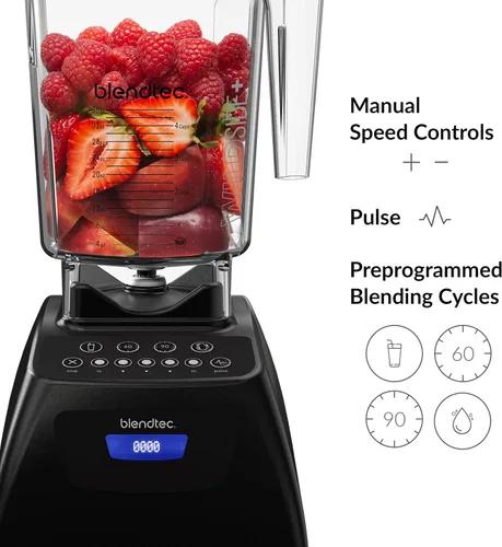 Vista 4 de Licuadora Blendtec C575A2321A-AMAZON Classic 575 con jarras Wild Side+ y Four Side, Caribe, Negro