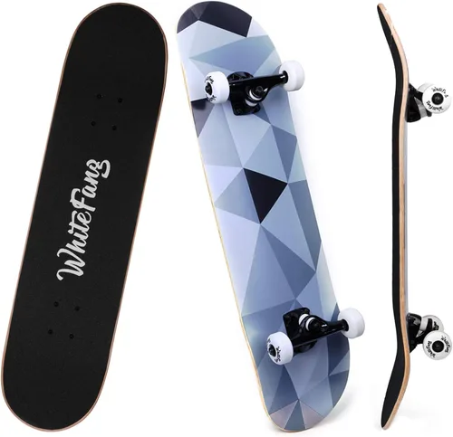 Vista 11 de WhiteFang Patinetas para principiantes, patineta completa de 31 x 7.88 pulgadas, 7 capas de arce canadiense con doble kick cóncavo estándar y Arrow