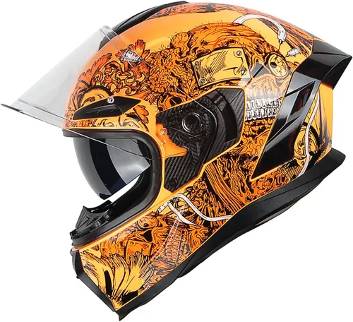 Vista 20 de 1Storm Casco Integral para Motocicleta DOT para Adultos, Motocicleta de Calle, Doble Visera, Protector Solar Interior con un Escudo Transparente Un