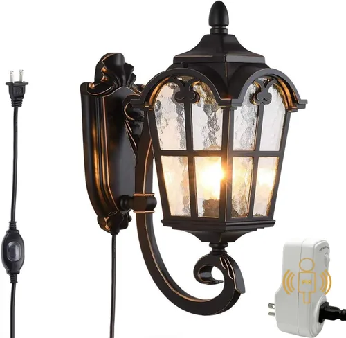 Vista 8 de Kiven Lámpara de pared para interiores y exteriores, color negro, romana, de 17.71 pulgadas de alto, impermeable, para patio y porche, lámpara