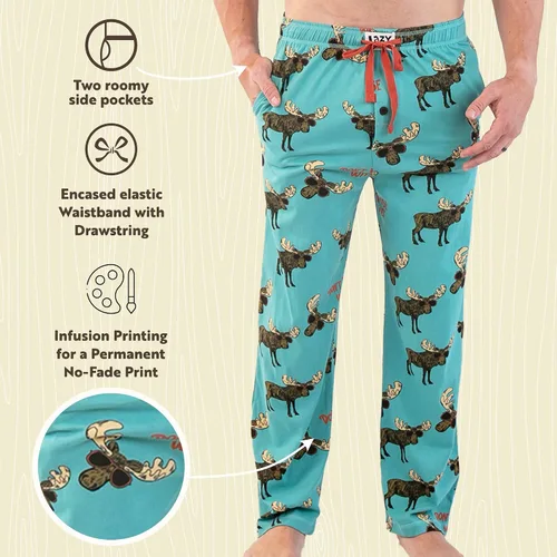 Vista 5 de Lazy One Pantalones de pijama de animales para hombre, pantalones separados para hombre, pantalones de descanso