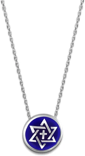 Vista 4 de Alef Bet by Paula Collar de cruz y estrella judía de David para mujer