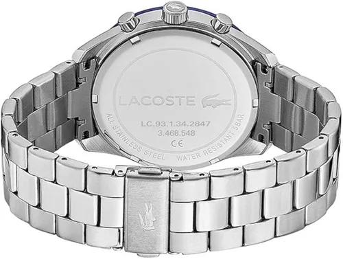 Vista 3 de Lacoste Reloj Boston de cuarzo para hombre con correa de acero inoxidable plata 20 Modelo 2011081 Plateado Reloj de cuarzo cronógrafo