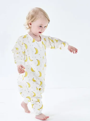 Vista 2 de Saco de dormir original de muselina 100% algodón para niños, saco de dormir con piernas, mantas de manga larga para bebé, 1-4T