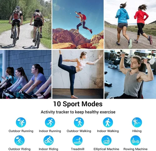 Vista 6 de LEOP Reloj inteligente, rastreador de fitness de 1.44 pulgadas con monitor de HR, rastreador de sueño, cronómetro, reloj de fitness impermeable IP65