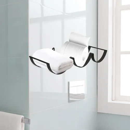 Vista 4 de STOBAZA Soporte para toallas de papel para baño, estante de pañuelos montado en la pared, estante decorativo para toallas de cocina
