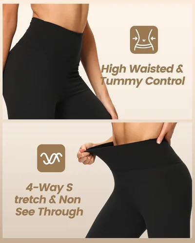 Vista 63 de NexiEpoch - Paquete de 4 leggings suaves para mujer, con bolsillos, control de abdomen y cintura alta, pantalones capri para yoga y ejercicio