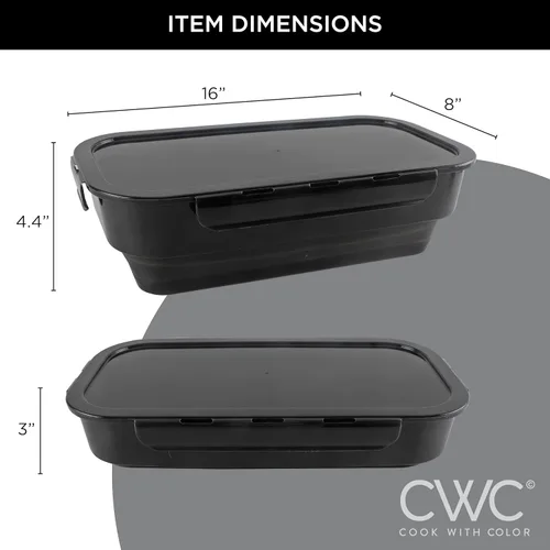 Vista 4 de COOK WITH COLOR Tazón Plegable para Rebozar - Recipiente Agitador para Rebozar Sin Ensuciar - Ideal para Pescado Frito, Pollo Frito, Aros de Negro