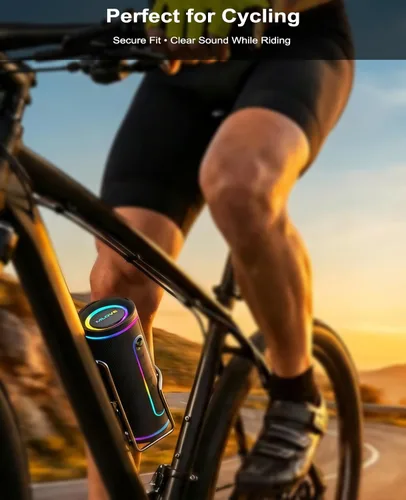 Vista 5 de MLOVE Altavoces E80 Bluetooth inalámbricos, altavoz Bluetooth portátil con entrada auxiliar, ranura para tarjeta micro SD, Bass Up, TWS, luces RGB