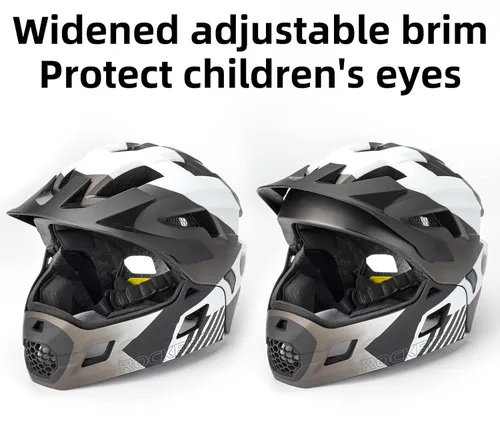 Vista 7 de ROCKBROS Casco integral para niños Cascos de bicicleta para niños Casco ligero de bicicleta de montaña para niños pequeños Desmontable para MTB BMX