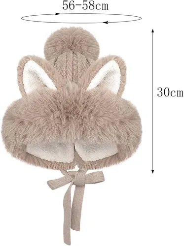 Vista 16 de Gorro de invierno de piel sintética para mujer, con orejas de gato de zorro, con orejera, pompón, sombrero de trampero de felpa cálida rusa