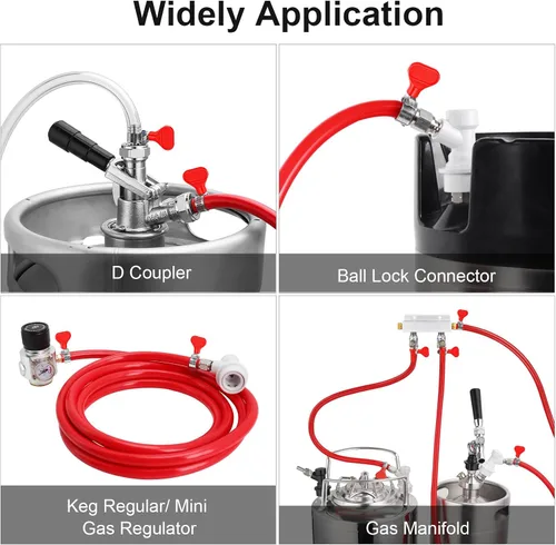 Vista 5 de MRbrew Kit de montaje de barril de bloqueo de bola de CO2 de 5 pies, línea de preparación de PVC de 5/16 pulgadas con desconexión rápida