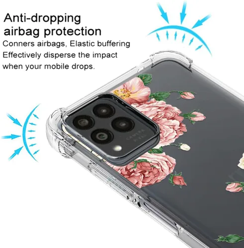 Vista 5 de Osophter Funda para Revvl 6 Pro 5G, transparente con protector de pantalla, TPU absorción de golpes, flexible para teléfono celular T-Mobile T Phone
