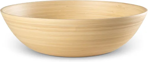 Vista 10 de LEXA Ensaladera de bambú hecha a mano de 12 pulgadas, cuenco de fruta grande de madera de 130 onzas para encimera de cocina, bambú negro, paquete