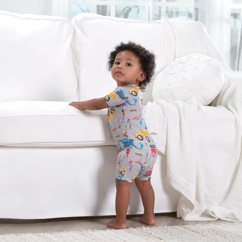 Vista 3 de Gerber Mameluco unisex de manga corta suave para bebé con viscosa hecho de eucalipto Construcción