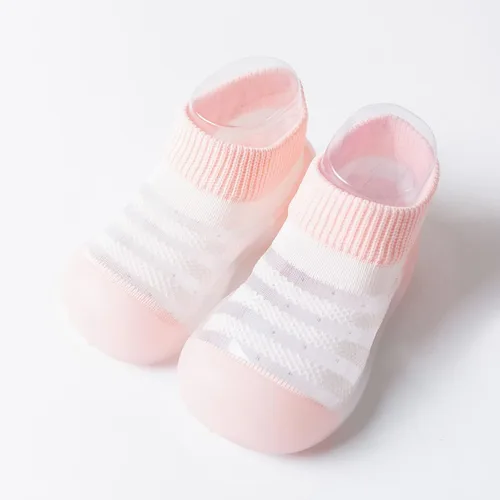 Vista 4 de Talla 8 - Zapatos deportivos con pompones de conejito para bebé, niña, talla 13, zapatos para niñas y niños, calcetines con estampados a rayas