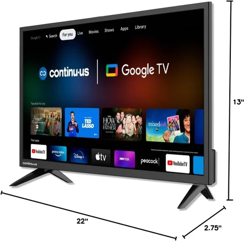 Vista 10 de continuus Smart TV RV de 24 pulgadas y 12 V – Android TV con Google Assistant, Chromecast y aplicaciones de transmisión gratuitas – 720p HD