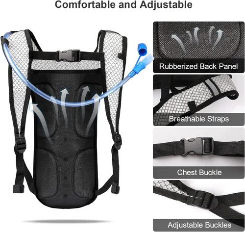 Vista 3 de Neboic Paquete de 2 mochilas de hidratación con bolsa de hidratación de 2 litros. Mochila ligera de agua que mantiene el agua fresca hasta 4 horas