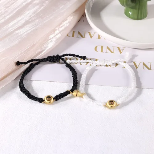 Vista 4 de Pulseras personalizadas con imagen en el interior, pulseras a juego personalizadas para parejas, pulseras de proyección de fotos, regalos de San