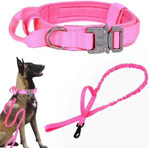 Vista 34 de Collar táctico para perro, ajustable, militar, de nailon, con asa de control y hebilla de metal resistente para perros medianos y grandes (negro, S)