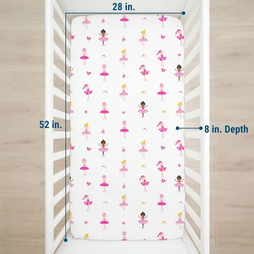 Vista 4 de Wildkin Sábana bajera ajustable 100% microfibra para niños, suave y transpirable, bailarina
