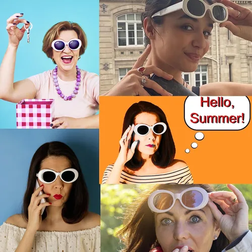 Vista 8 de Gafas de sol ovaladas de moda para mujeres y hombres, gafas modernas de ojo de gato para niñas