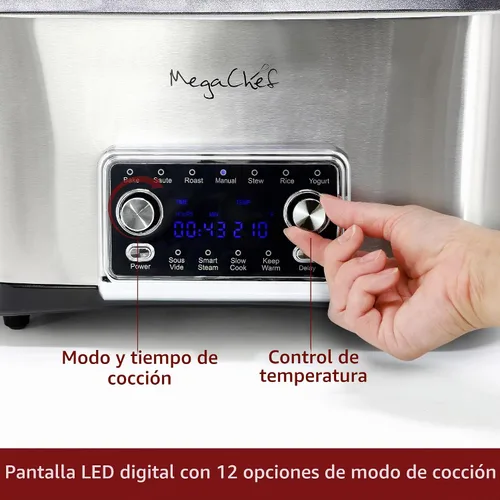 Vista 4 de MegaChef Cocina múltiple programable 12 en 1 de lujo de 8 cuartos de galón con Sous Vide y multifunción, pantalla digital, temperatura y tiempo