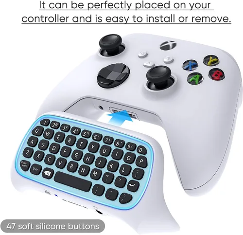 Vista 4 de Teclado de control para Xbox Series X S para Xbox One One S teclado inalámbrico Bluetooth para juegos con receptor USB altavoz integrado y conector