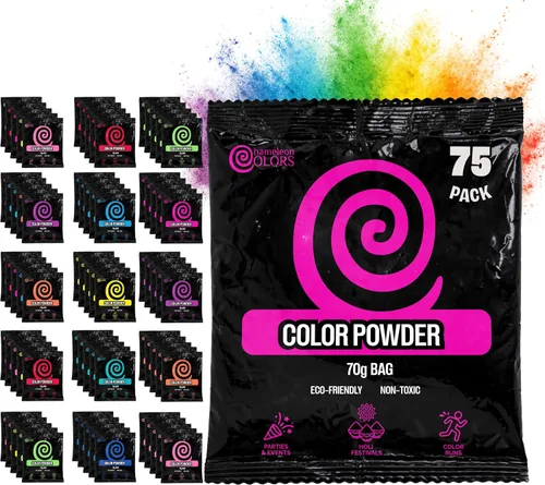 Vista 10 de Chameleon Colors Paquetes de polvo de color arcoíris, 7 paquetes individuales de color Holi, carreras de color, fiestas de cumpleaños y humo