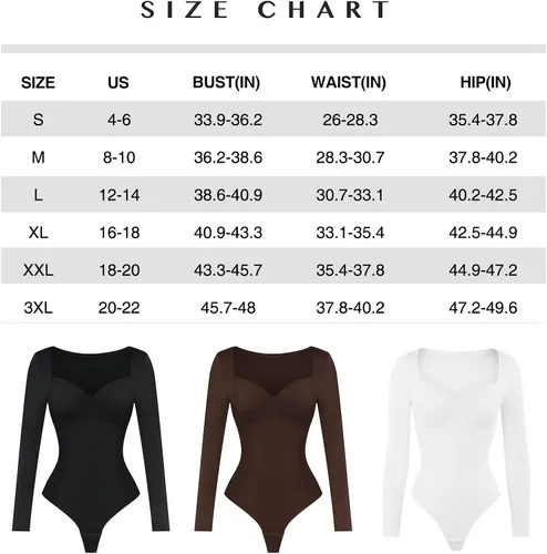 Vista 6 de FeelinGirl Seamless Long Sleeve Thong Bodysuit for Women Tummy Control Shapewear Bodysuit