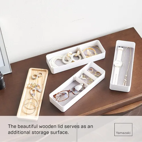 Vista 4 de YAMAZAKI Home Rin Reloj Apilable Y Estuche De Accesorios, Joyero Organizador Para Gafas - Plástico + Madera