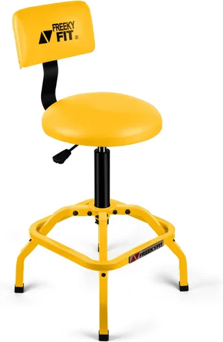 Vista 10 de Taburete de tienda con respaldo, taburete de garaje mecánico para taller, taburetes de tienda ajustables, taburetes acolchados para banco de trabajo