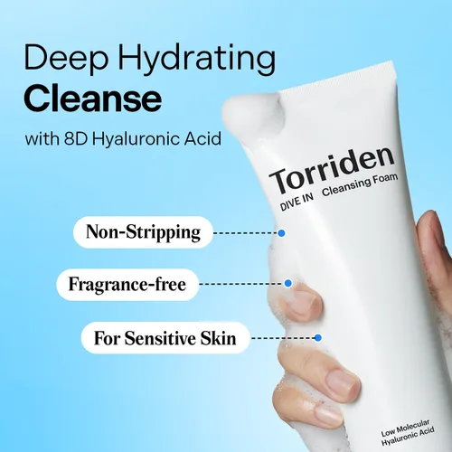 Vista 2 de Torriden DIVE IN - Jabón facial de espuma limpiadora 5.1 fl oz (5.07 onzas líquidas) Limpiador facial diario hidratante para todas y pieles