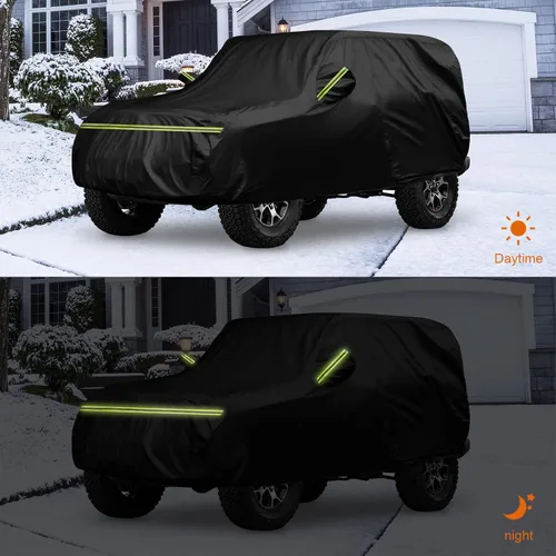 Vista 9 de Fundas impermeables de automóvil de repuesto para Jeep Wrangler 1987-2006 de 2 puertas, 6 capas para todo tipo de clima, ajuste personalizado